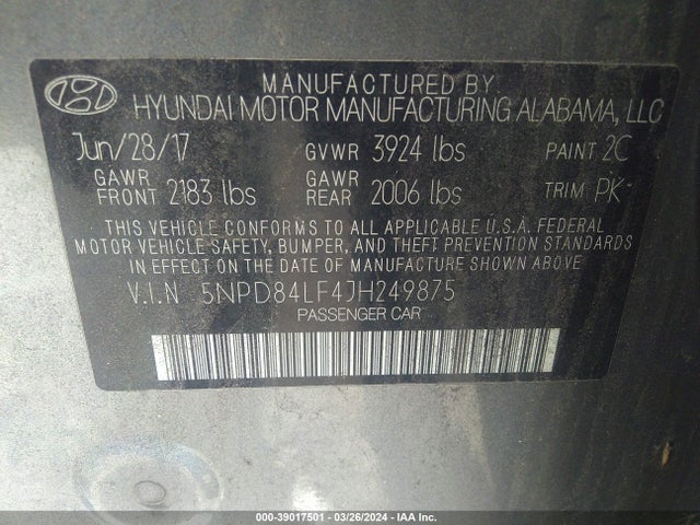 Hyundai ELANTRA SEL 2018 5NPD84LF4JH249875 Image 9