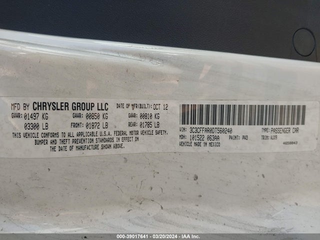 2013 FIAT 500 3C3CFFAR0DT560240 Photo 8