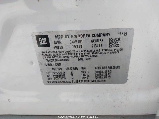 KL4CJESB1LB060829 Buick Encore Awd Preferred