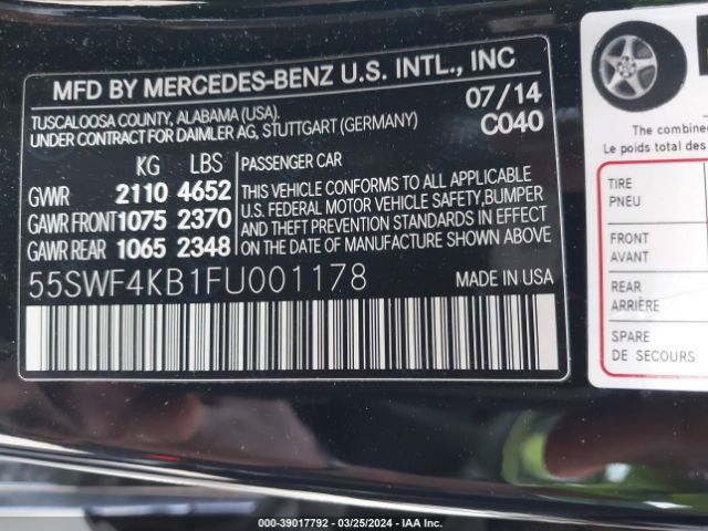 55SWF4KB1FU001178 Mercedes-Benz C 300 4matic/luxury 4matic/sport 4matic