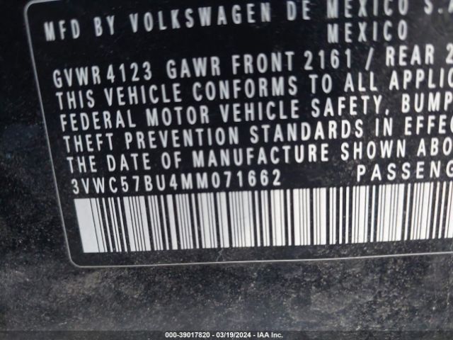 3VWC57BU4MM071662 Volkswagen Jetta 1.4t R-line/1.4t S/1.4t Se