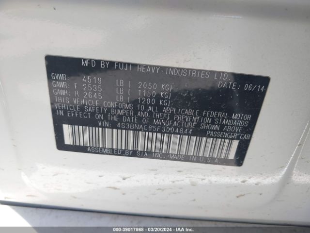 4S3BNAC65F3004844 Subaru Legacy 2.5i Premium
