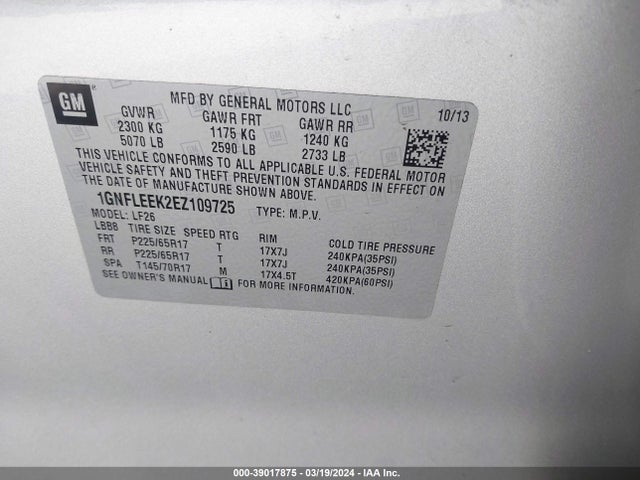 Chevrolet EQUINOX LS 2014 1GNFLEEK2EZ109725 Image 9