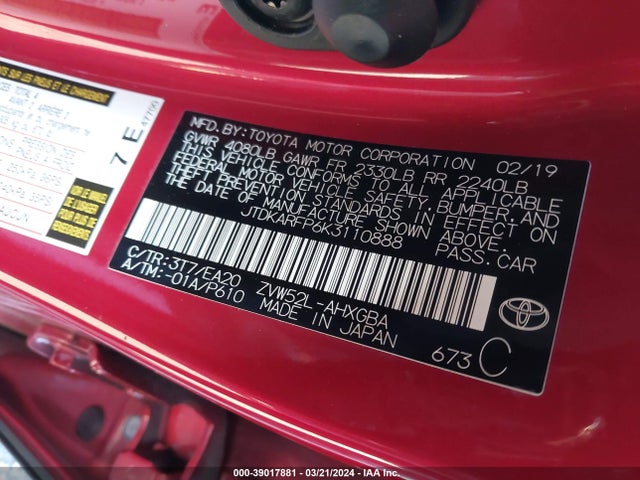 JTDKARFP6K3110888 Toyota Prius Prime Advanced