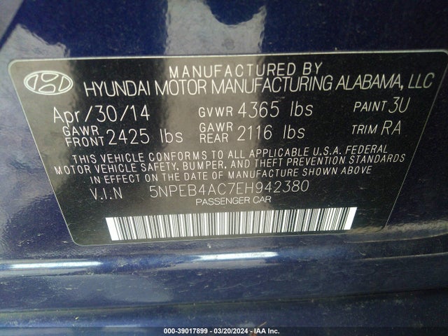 Hyundai SONATA GLS 2014 5NPEB4AC7EH942380 Image 9