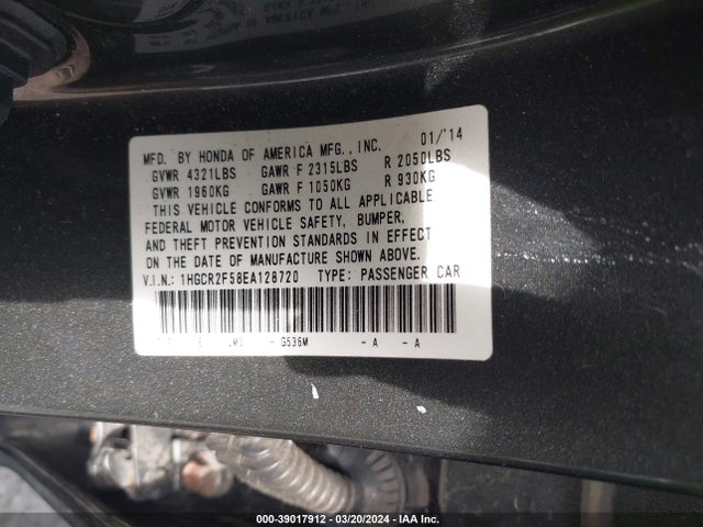 Honda Accord Sport 2014 1HGCR2F58EA128720 Image 9