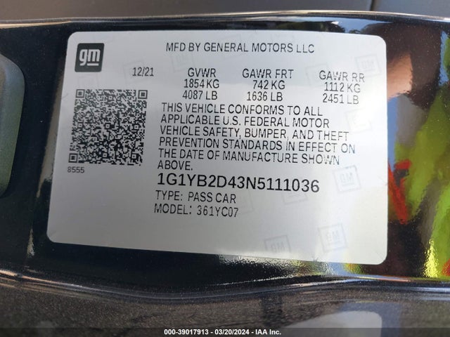 Chevrolet Corvette Stingray Rwd  2lt 2022 1G1YB2D43N5111036 Image 9