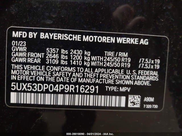 BMW X3 Xdrive30i 2023 5UX53DP04P9R16291 Image 9