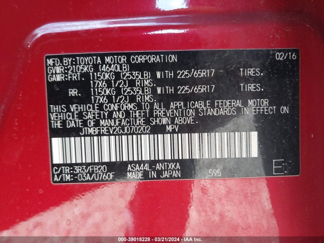 Toyota RAV4 LE 2016 JTMBFREV2GJ070202 Image 9