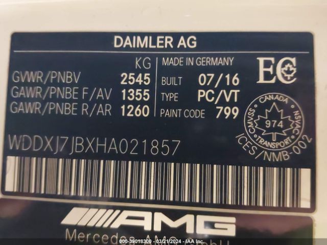 WDDXJ7JBXHA021857 Mercedes-Benz Amg S 63 4matic