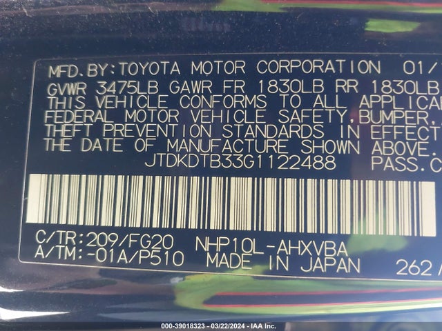 Toyota Prius C Two 2016 JTDKDTB33G1122488 Image 9