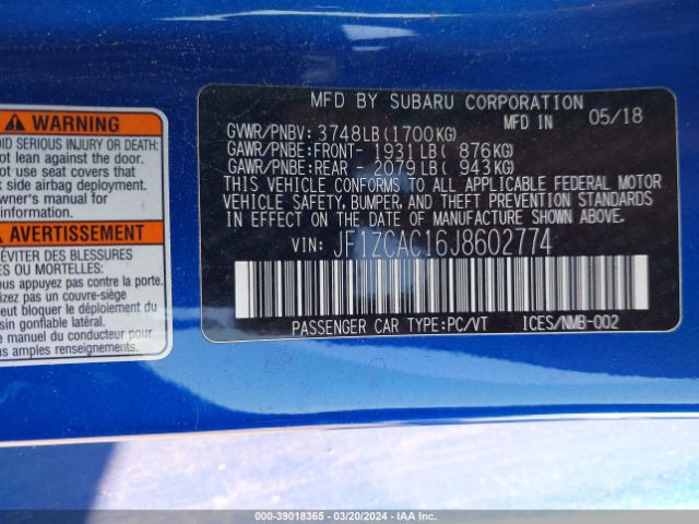 JF1ZCAC16J8602774 Subaru Brz Limited
