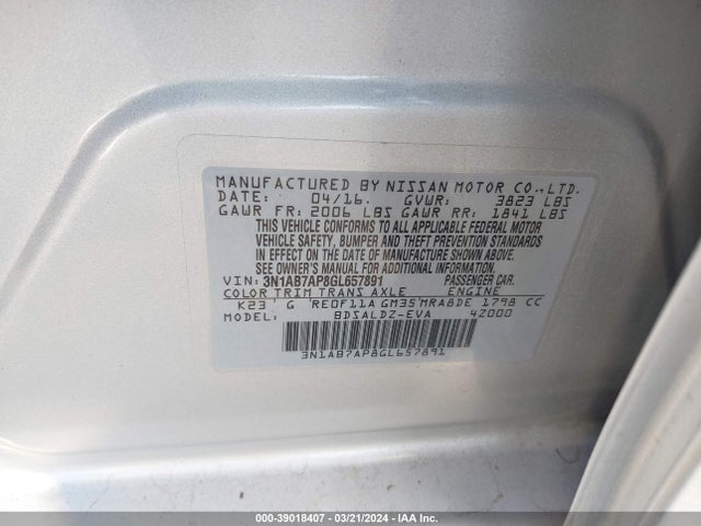 Nissan SENTRA SV 2016 3N1AB7AP8GL657891 Image 9
