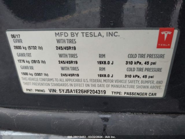 5YJSA1E26HF204319 Tesla Model S 100d/60d/75d/90d/p100d