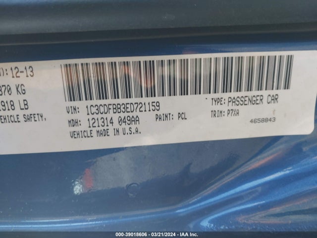 Dodge DART SXT 2014 1C3CDFBB3ED721159 Image 9