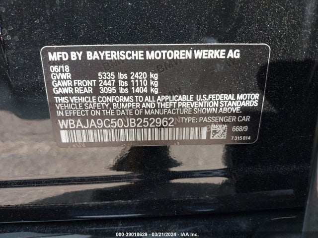 WBAJA9C50JB252962 BMW 530e Iperformance