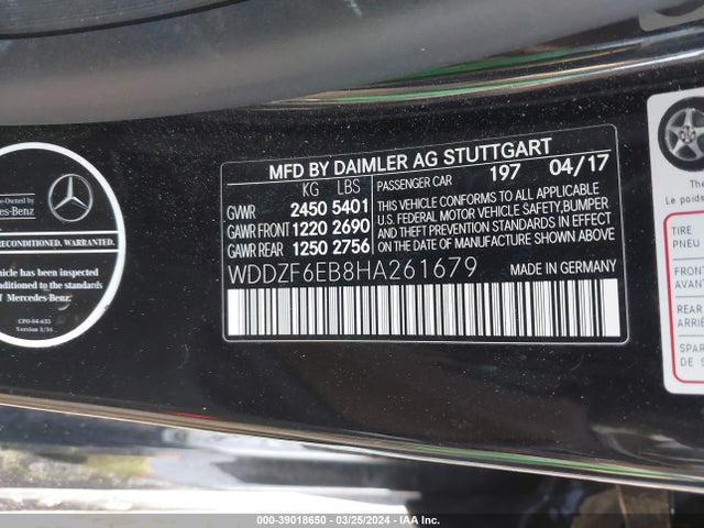 Mercedes-Benz Amg E 43 4matic 2017 WDDZF6EB8HA261679 Image 9