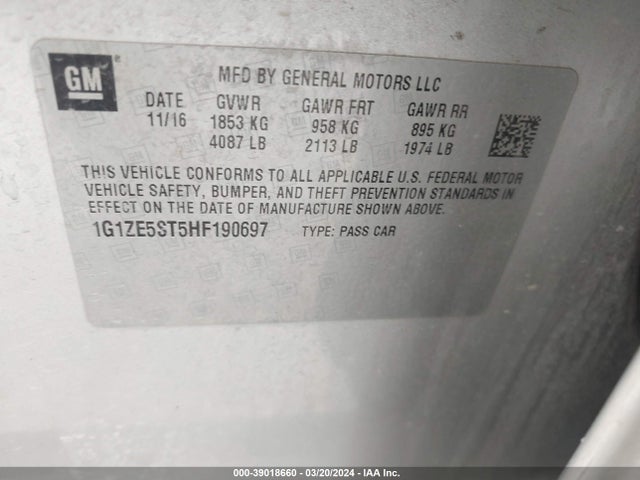 Chevrolet MALIBU 1LT 2017 1G1ZE5ST5HF190697 Image 9
