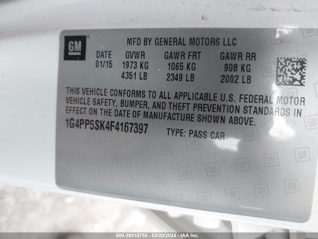 1G4PP5SK4F4167397 Buick Verano