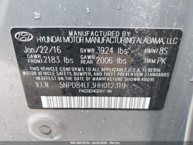 Hyundai ELANTRA SE 2017 5NPD84LF3HH012319 Image 9