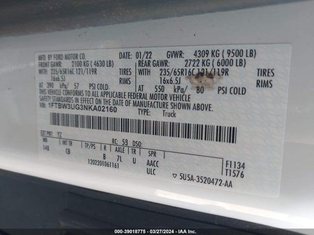 Ford Transit-350 Cargo Van 2022 1FTBW3UG3NKA02160 Image 9