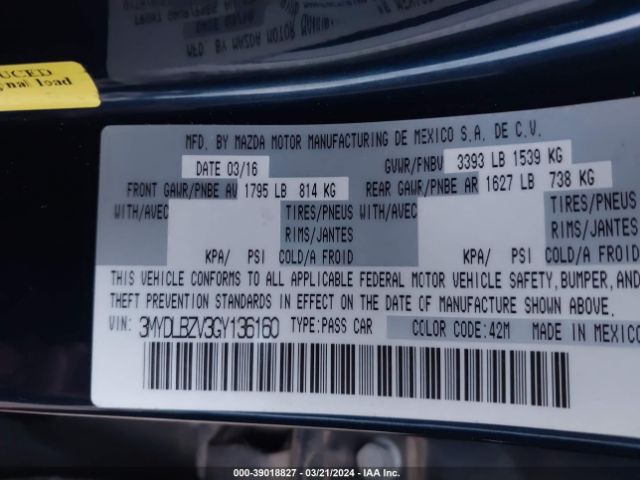3MYDLBZV3GY136160 Scion IA