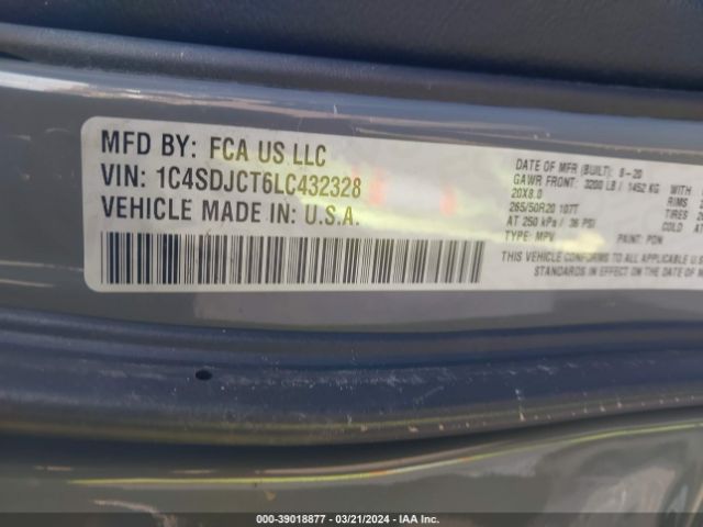 1C4SDJCT6LC432328 Dodge Durango R/t Awd