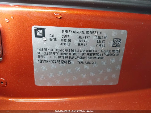 Chevrolet Corvette Stingray Z51 2015 1G1YK2D74F5124115 Image 17