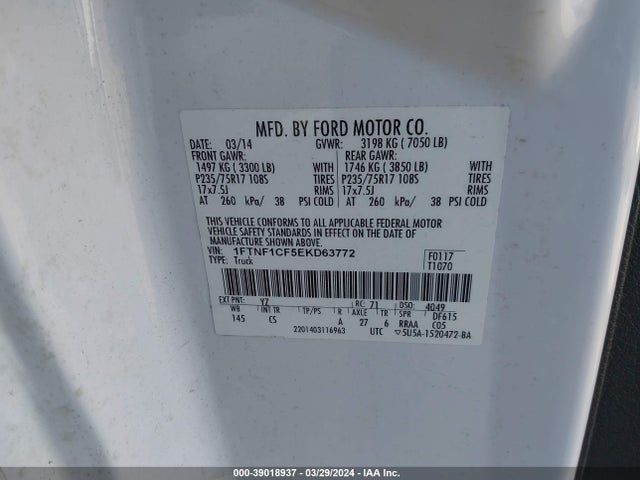 Ford F-150 Xl 2014 1FTNF1CF5EKD63772 Image 9