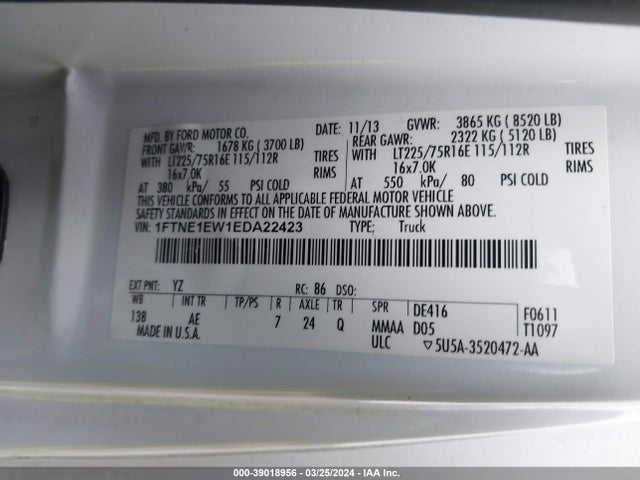 Ford E-150 Commercial 2014 1FTNE1EW1EDA22423 Image 9