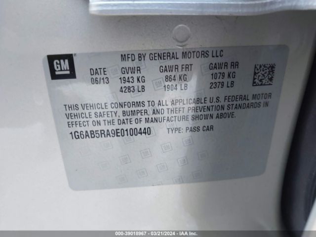 1G6AB5RA9E0100440 Cadillac ATS LUXURY
