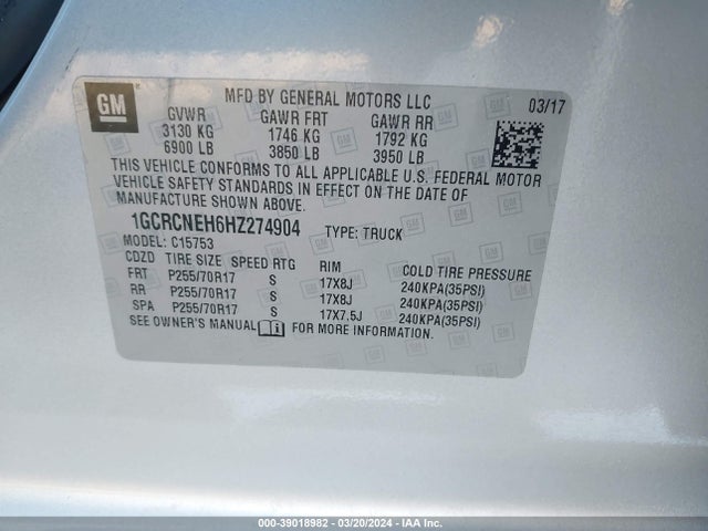 Chevrolet Silverado 1500 Ls 2017 1GCRCNEH6HZ274904 Image 9