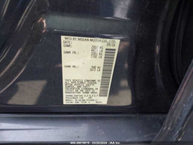1N4BL3AP5HC125217 Nissan Altima 3.5 Sl/3.5 Sr