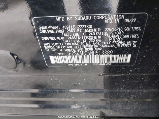 JF2SKAPC5NH513389 Subaru Forester Limited