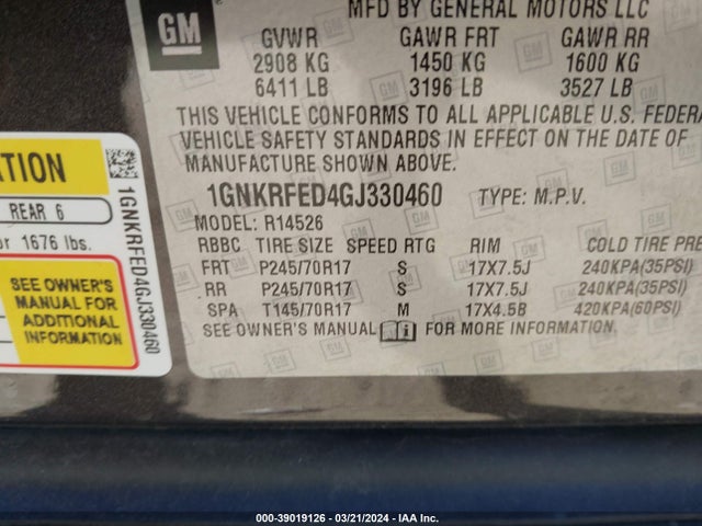 Chevrolet Traverse Ls 2016 1GNKRFED4GJ330460 Image 9
