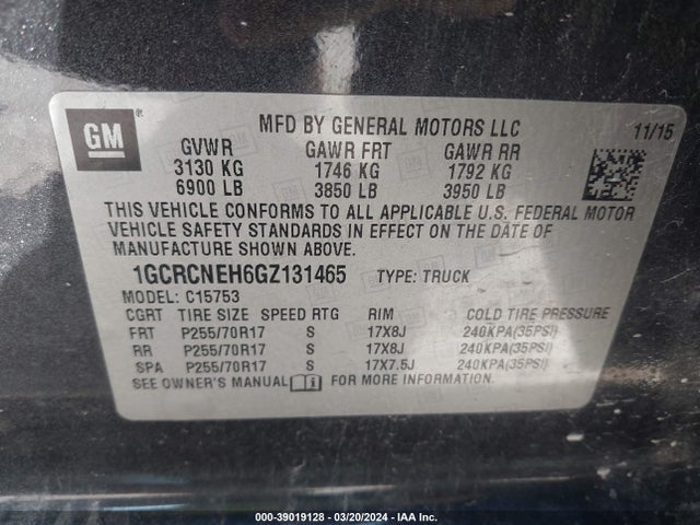 Chevrolet Silverado 1500 Wt 2016 1GCRCNEH6GZ131465 Image 9