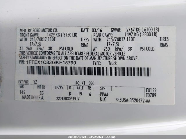 Ford F-150 Xl 2016 1FTEX1C83GKE15790 Image 9