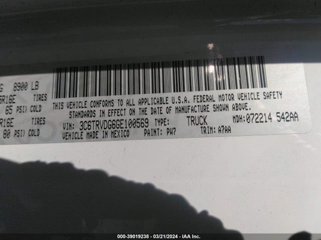 3C6TRVDG6GE100569 RAM Promaster 2500 High Roof