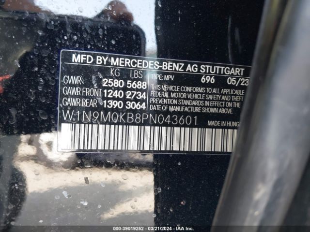 W1N9M0KB8PN043601 Mercedes-Benz Eqb 300 Suv 4matic