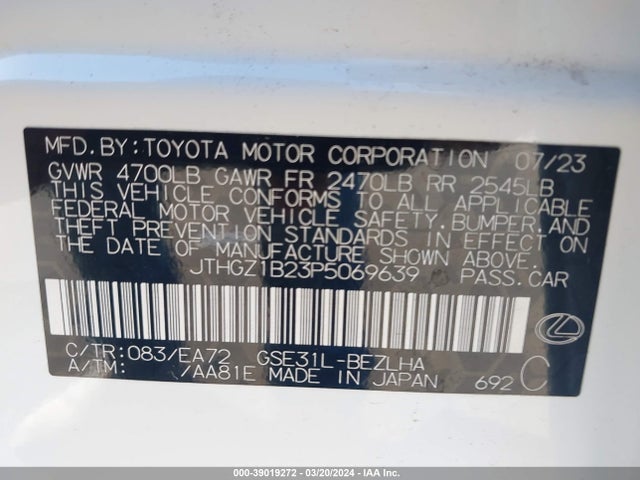 JTHGZ1B23P5069639 Lexus Is Is 350 F Sport