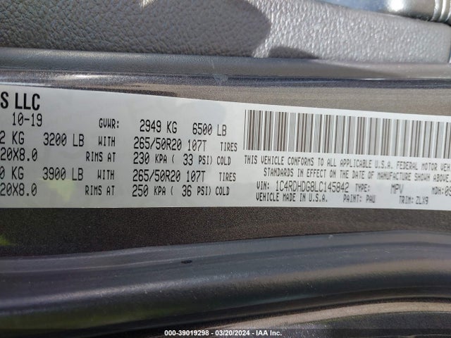Dodge Durango Gt Plus Rwd 2020 1C4RDHDG8LC145842 Image 9