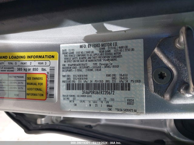 3FA6P0RU6ER220672 Ford 2014