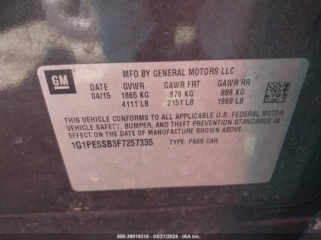 Chevrolet Cruze 2lt Auto 2015 1G1PE5SB3F7257335 Image 9