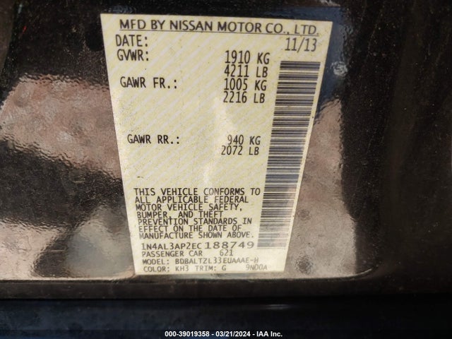 Nissan Altima 2.5 Sv 2014 1N4AL3AP2EC188749 Image 9