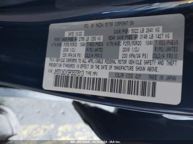 Mazda Cx-9 Grand Touring 2023 JM3TCBDY3P0637613 Image 9