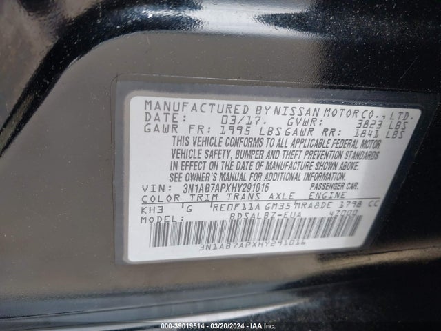 Nissan SENTRA S 2017 3N1AB7APXHY291016 Image 9