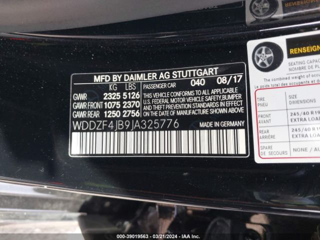 WDDZF4JB9JA325776 Mercedes-Benz E 300