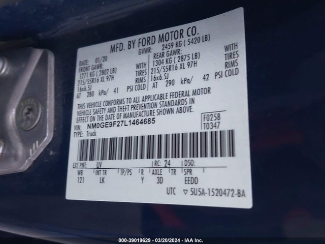 Ford Transit Connect Xlt Passenger 2020 NM0GE9F27L1464685 Image 9