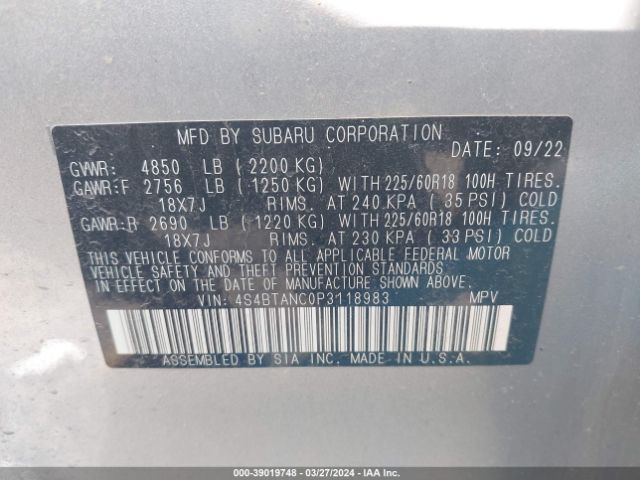 4S4BTANC0P3118983 Subaru Outback Limited