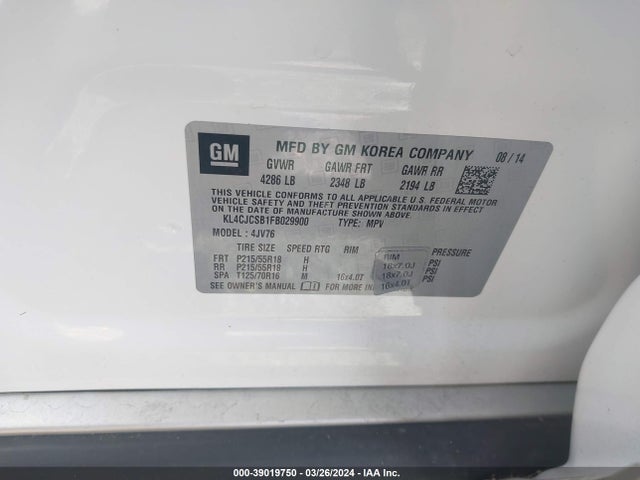 KL4CJCSB1FB029900 Buick Encore Leather